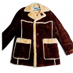 Vintage Rare 70's Borg Western Shearling Leather Coat